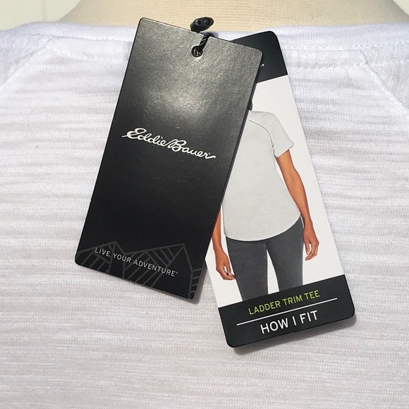 NWT Eddie Bauer White Baseball Style Ladder Trim T Shirt Size Small - Picture 11 of 16